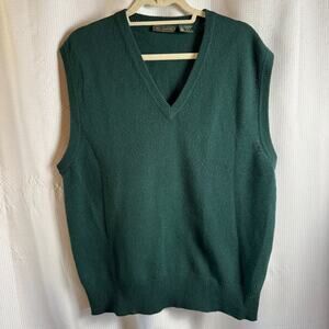 Neil Martin Mens Vest Forrest Green Sz L 100% Lambswool Knit Wool Pull Over EUC